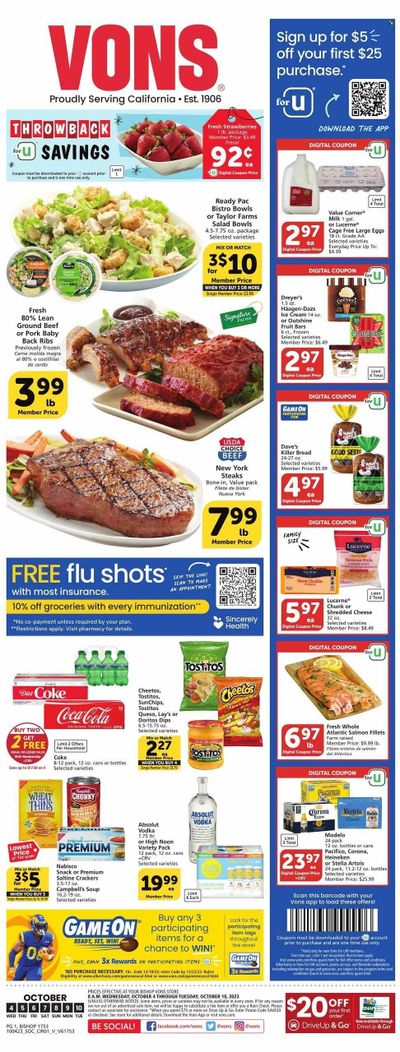 Vons (CA) Weekly Ad Flyer Specials October 4 to October 10, 2023