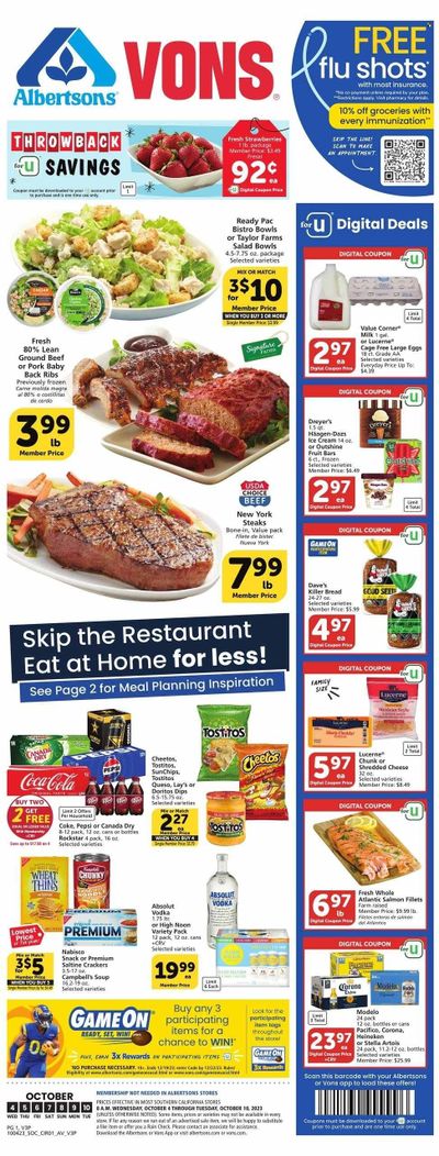 Vons (CA) Weekly Ad Flyer Specials October 4 to October 10, 2023