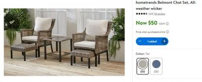 Walmart Canada Deals: Save 80% Off Hometrends Belmont Chat Set, All-weather Wicker, Now for $50.00 (Was $249) + More Offers