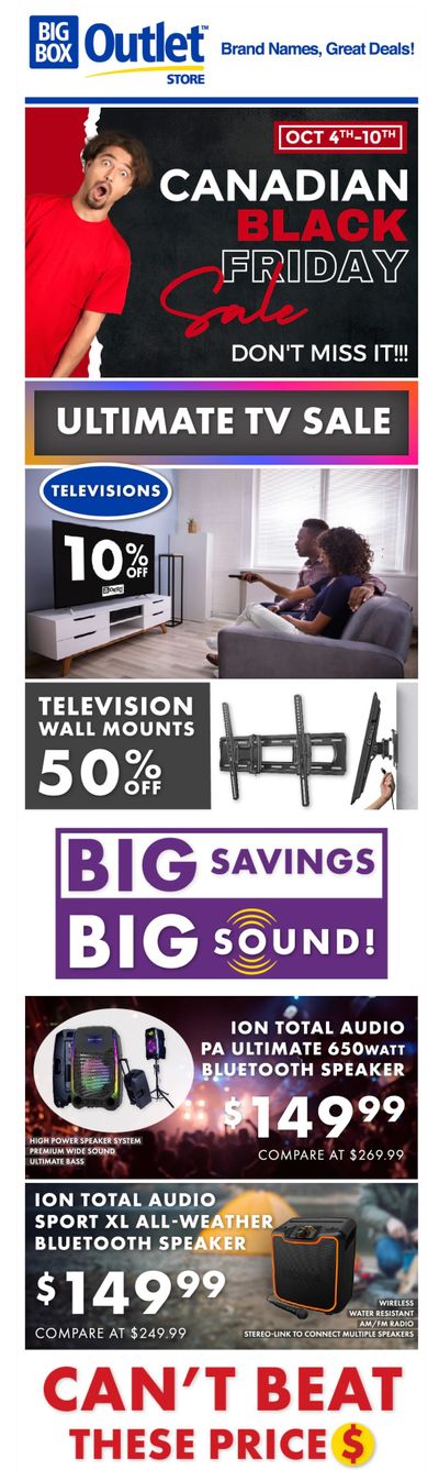 Big Box Outlet Store Flyer October 4 to 10