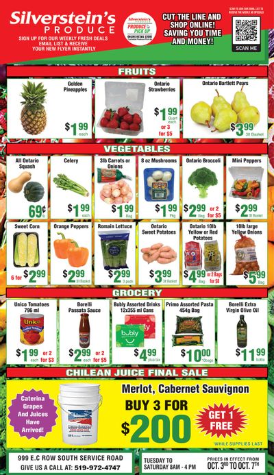 Silverstein's Produce Flyer October 3 to 7