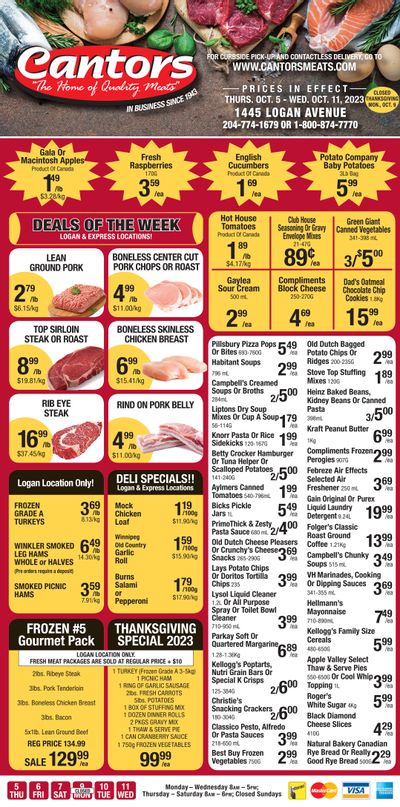 Cantor's Meats Flyer October 5 to 11