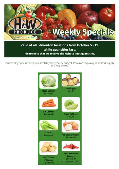H&W Produce (Edmonton) Flyer October 5 to 11
