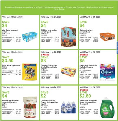 Costco Canada More Savings Weekly Coupons/Flyers for: Ontario, New Brunswick, Newfoundland & Labrador and Nova Scotia, May 18 – 24
