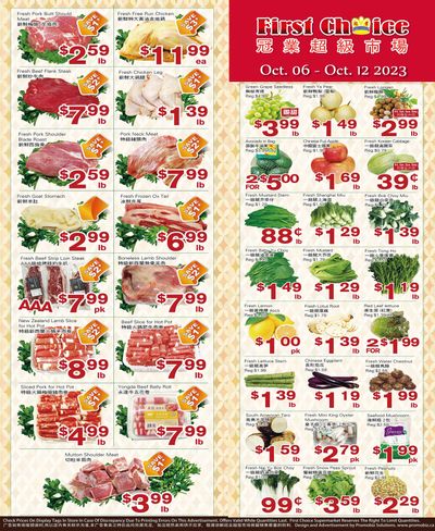 First Choice Supermarket Flyer October 6 to 12