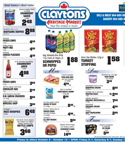 Claytons Heritage Market Flyer October 6 to 12