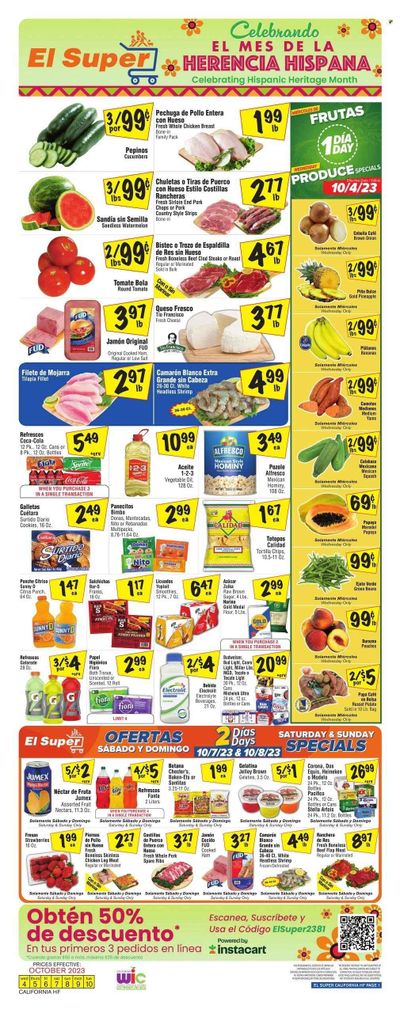 El Super (CA) Weekly Ad Flyer Specials October 4 to October 10, 2023