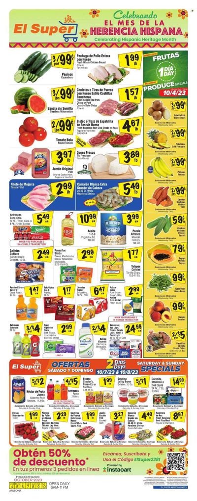 El Super (AZ) Weekly Ad Flyer Specials October 4 to October 10, 2023