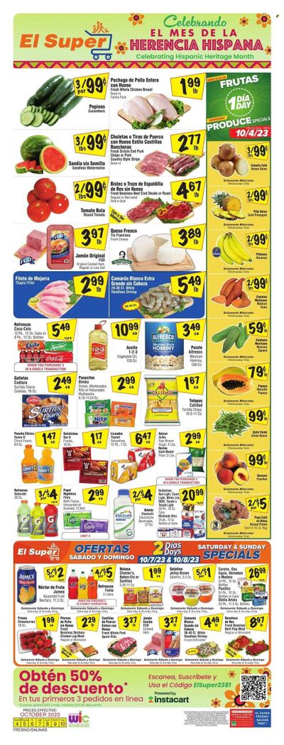 El Super (CA) Weekly Ad Flyer Specials October 4 to October 10, 2023