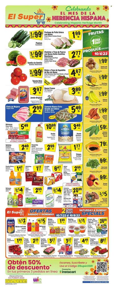 El Super (CA) Weekly Ad Flyer Specials October 4 to October 10, 2023