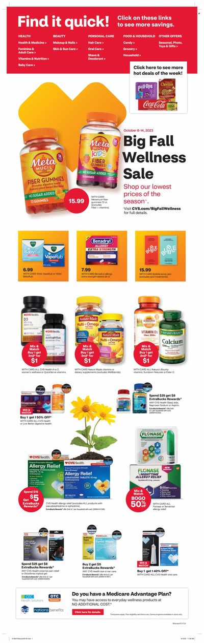 CVS Pharmacy Weekly Ad Flyer Specials October 8 to October 14, 2023