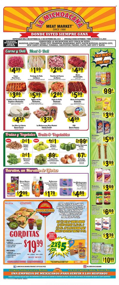 La Michoacana Meat Market (TX) Weekly Ad Flyer Specials October 4 to October 17, 2023