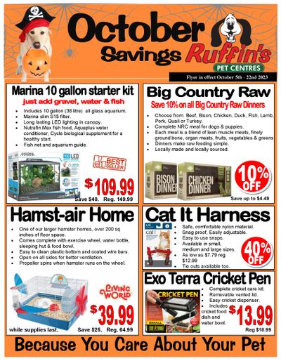 Ruffin's Pet Centre Flyer October 2 to 22