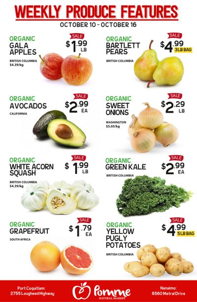 Pomme Natural Market Weekly Produce Flyer October 10 to 16