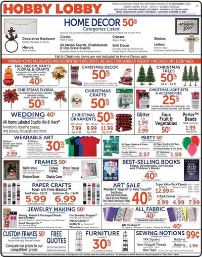 Hobby Lobby Weekly Ad Flyer Specials October 8 to October 14, 2023