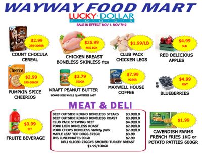 WayWay Food Mart Flyer November 1 to 7