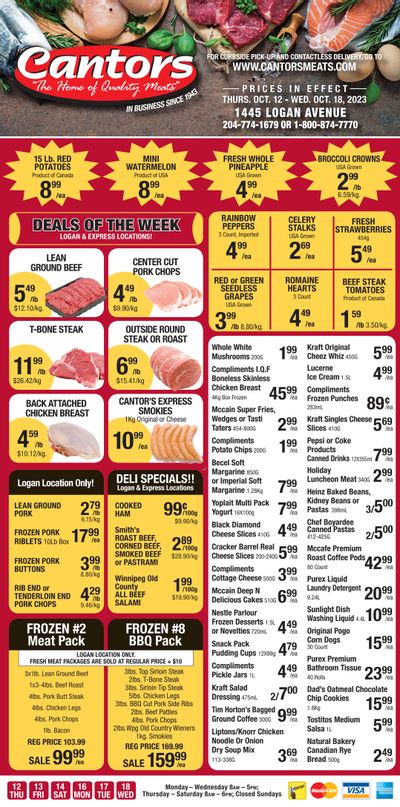 Cantor's Meats Flyer October 12 to 18