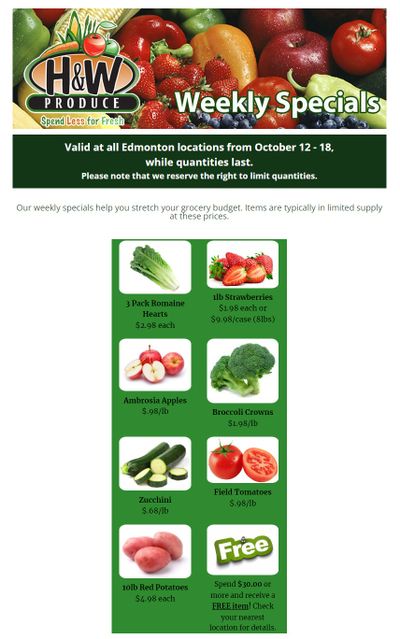 H&W Produce (Edmonton) Flyer October 12 to 18