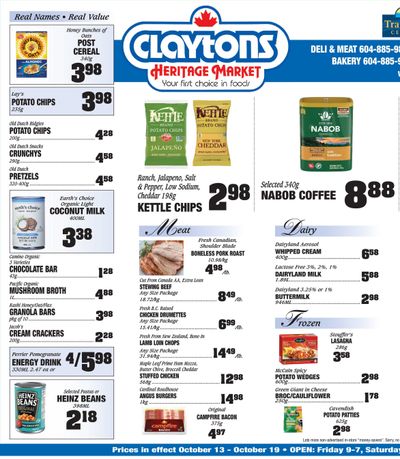 Claytons Heritage Market Flyer October 13 to 19