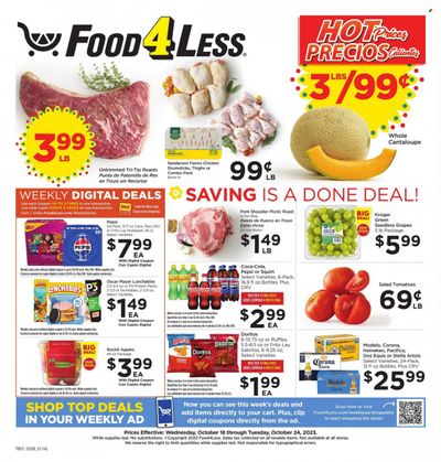 Food 4 Less (CA) Weekly Ad Flyer Specials October 18 to October 24, 2023