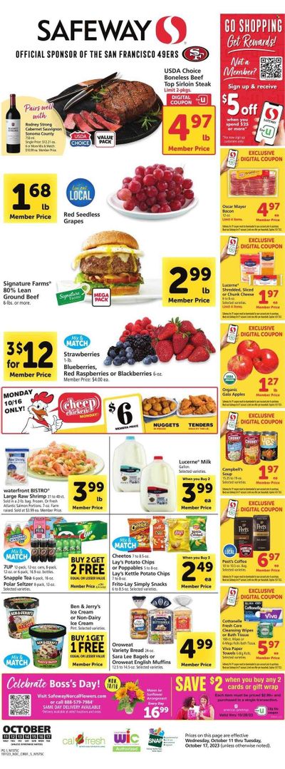 Safeway (CA) Weekly Ad Flyer Specials October 11 to October 17, 2023