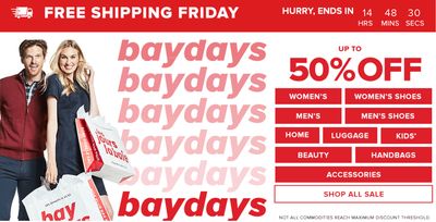 Hudson’s Bay Canada Bay Days Deals: FREE Shipping Today Only + Weekend offers + up to 50% off Sitewide