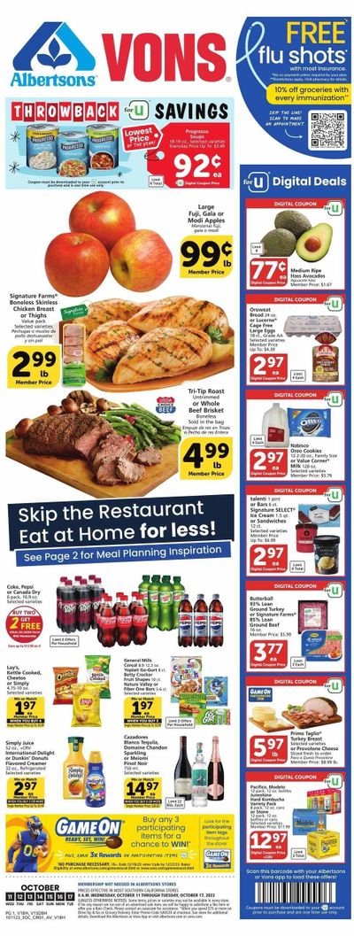 Vons (CA) Weekly Ad Flyer Specials October 11 to October 17, 2023