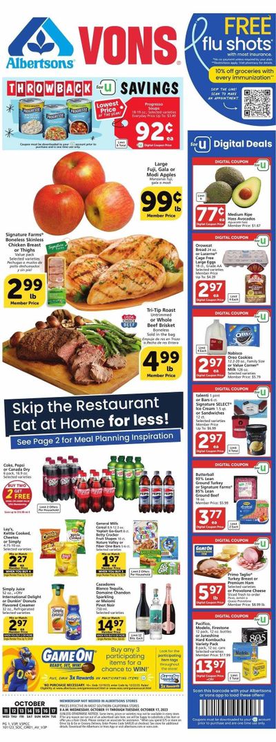 Vons (CA) Weekly Ad Flyer Specials October 11 to October 17, 2023