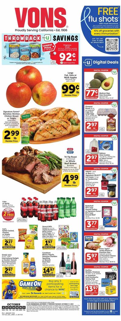 Vons (CA) Weekly Ad Flyer Specials October 11 to October 17, 2023