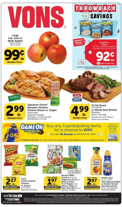 Vons (CA) Weekly Ad Flyer Specials October 11 to October 17, 2023