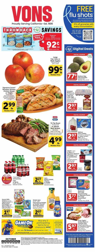 Vons (CA) Weekly Ad Flyer Specials October 11 to October 17, 2023 Vons (CA) Weekly Ad Flyer Specials October 11 to October 17, 2023