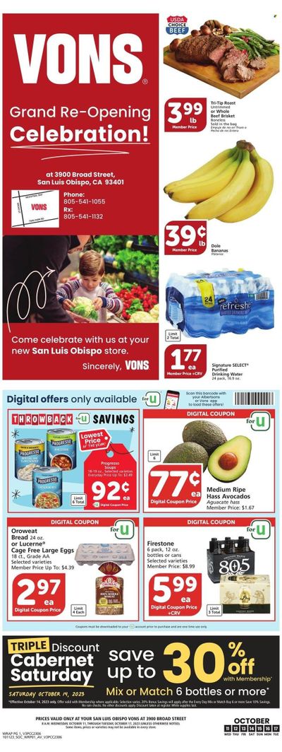 Vons (CA) Weekly Ad Flyer Specials October 11 to October 17, 2023