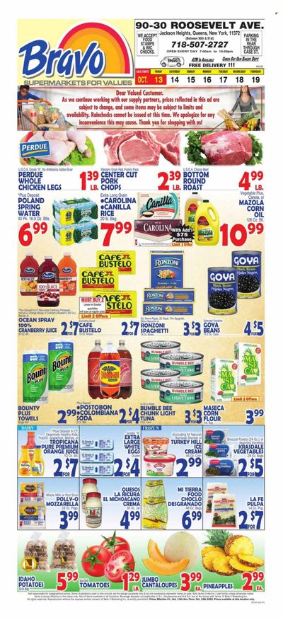 Bravo Supermarkets (CT, FL, MA, NJ, NY, PA) Weekly Ad Flyer Specials October 13 to October 19, 2023