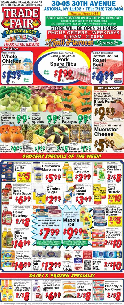 Trade Fair Supermarket (NY) Weekly Ad Flyer Specials October 13 to October 19, 2023