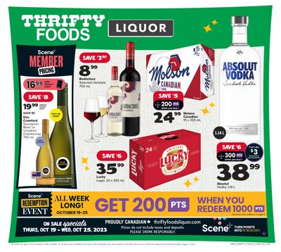 Thrifty Foods Liquor Flyer October 19 to 25