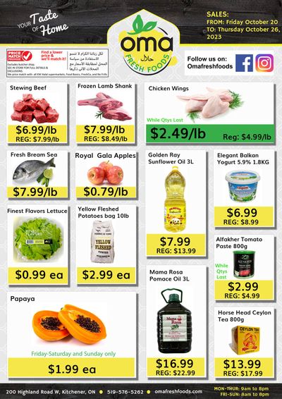 Oma Fresh Foods Flyer October 20 to 26