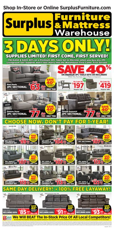 Surplus Furniture & Mattress Warehouse (Regina, Saskatoon, Prince Albert) Flyer October 23 to 29