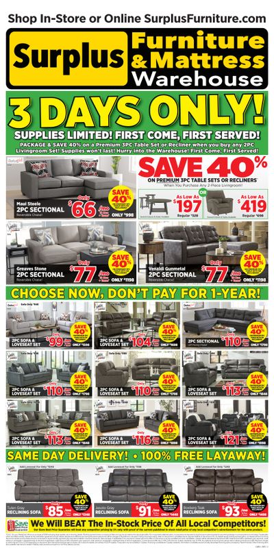 Surplus Furniture & Mattress Warehouse (Calgary, Edmonton) Flyer October 23 to 29