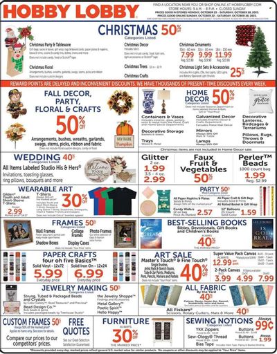 Hobby Lobby Weekly Ad Flyer Specials October 22 to October 28, 2023