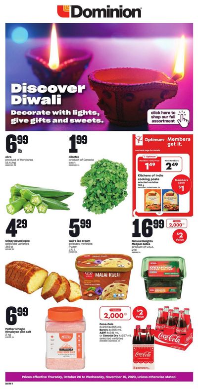 Dominion Discover Diwali Flyer October 26 to November 15