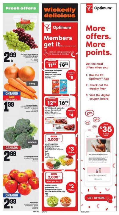 Loblaws Ontario Flyer Deals and PC Optimum Offers October 26th – November 1st