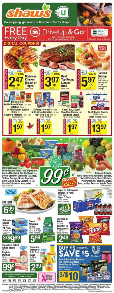 Shaw’s (MA, ME, NH, RI, VT) Weekly Ad Flyer Specials October 20 to October 26, 2023