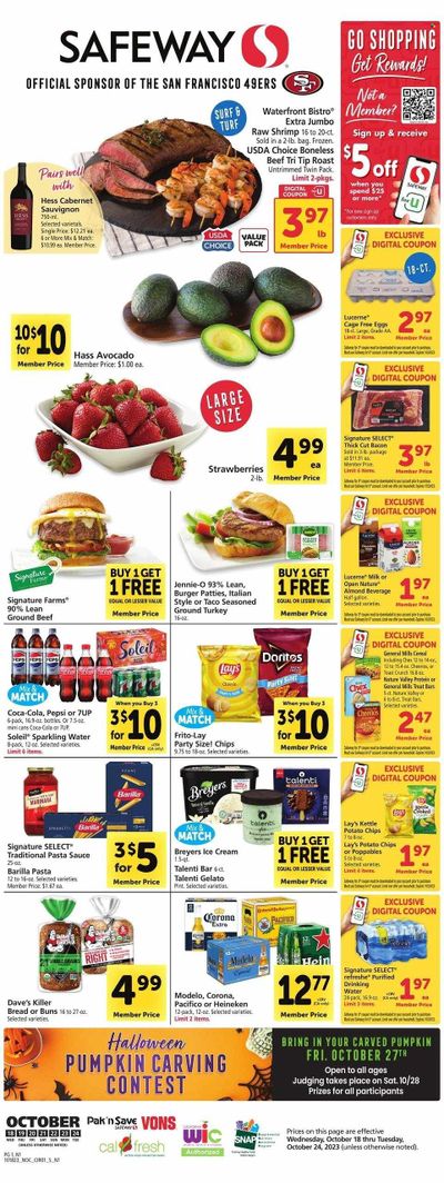 Safeway (CA) Weekly Ad Flyer Specials October 18 to October 24, 2023