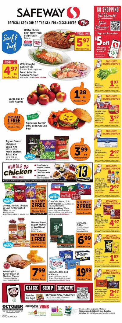 Safeway (CA) Weekly Ad Flyer Specials October 25 to October 31, 2023