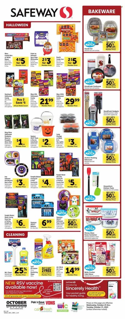 Safeway (CA) Weekly Ad Flyer Specials October 25 to October 31, 2023
