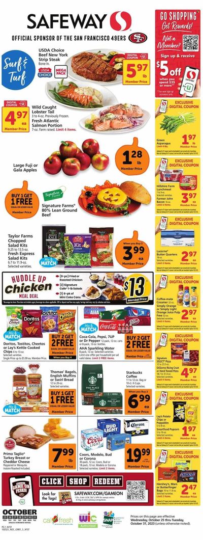 Safeway (CA) Weekly Ad Flyer Specials October 25 to October 31, 2023