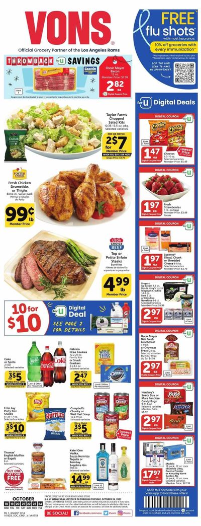 Vons (CA) Weekly Ad Flyer Specials October 18 to October 24, 2023