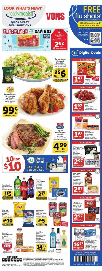Vons (CA) Weekly Ad Flyer Specials October 18 to October 24, 2023