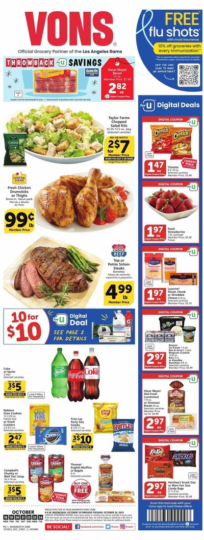 Vons (CA) Weekly Ad Flyer Specials October 18 to October 24, 2023