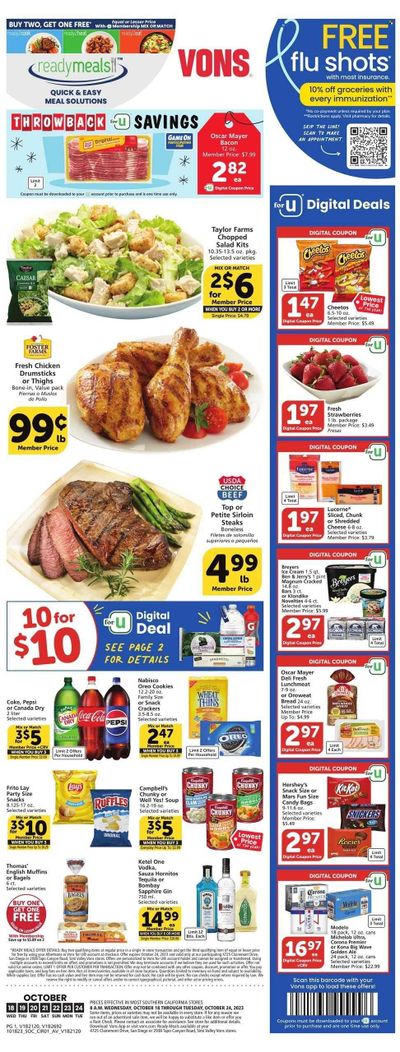 Vons (CA) Weekly Ad Flyer Specials October 18 to October 24, 2023